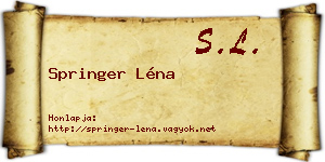 Springer Léna névjegykártya